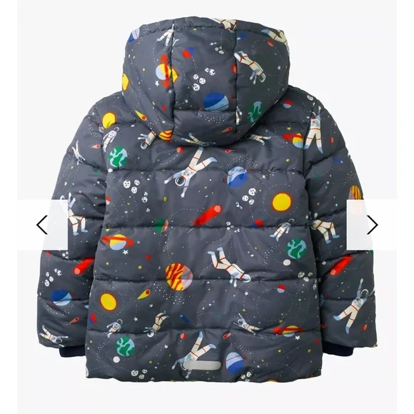 Mini Boden Boys' Space Shower Resistant Padded Jacket, Dark Grey Sz 8-9 EUC - Picture 2 of 8